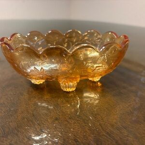 Elegant Amber Glass Decorative Bowl